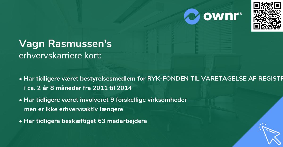 Vagn Rasmussen's erhvervskarriere kort