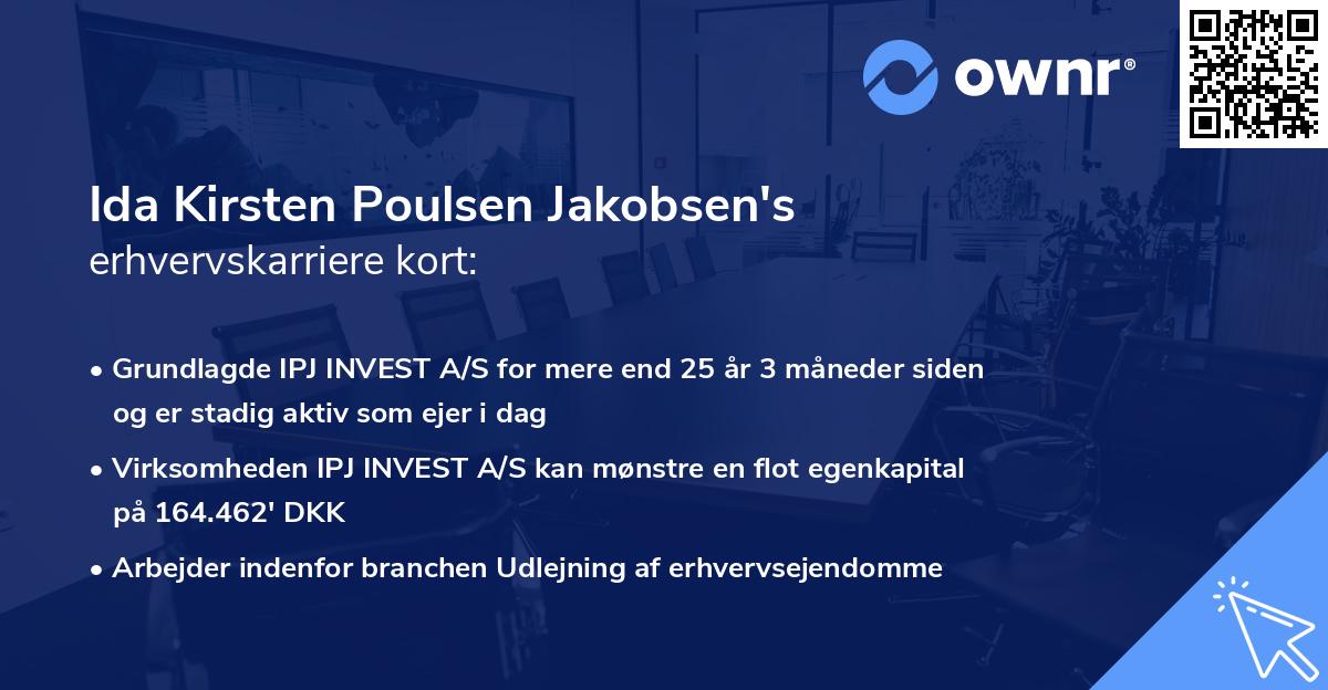 Ida Kirsten Poulsen Jakobsen's erhvervskarriere kort