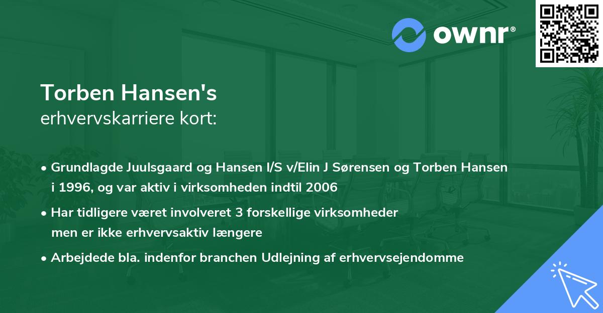Torben Hansen's erhvervskarriere kort