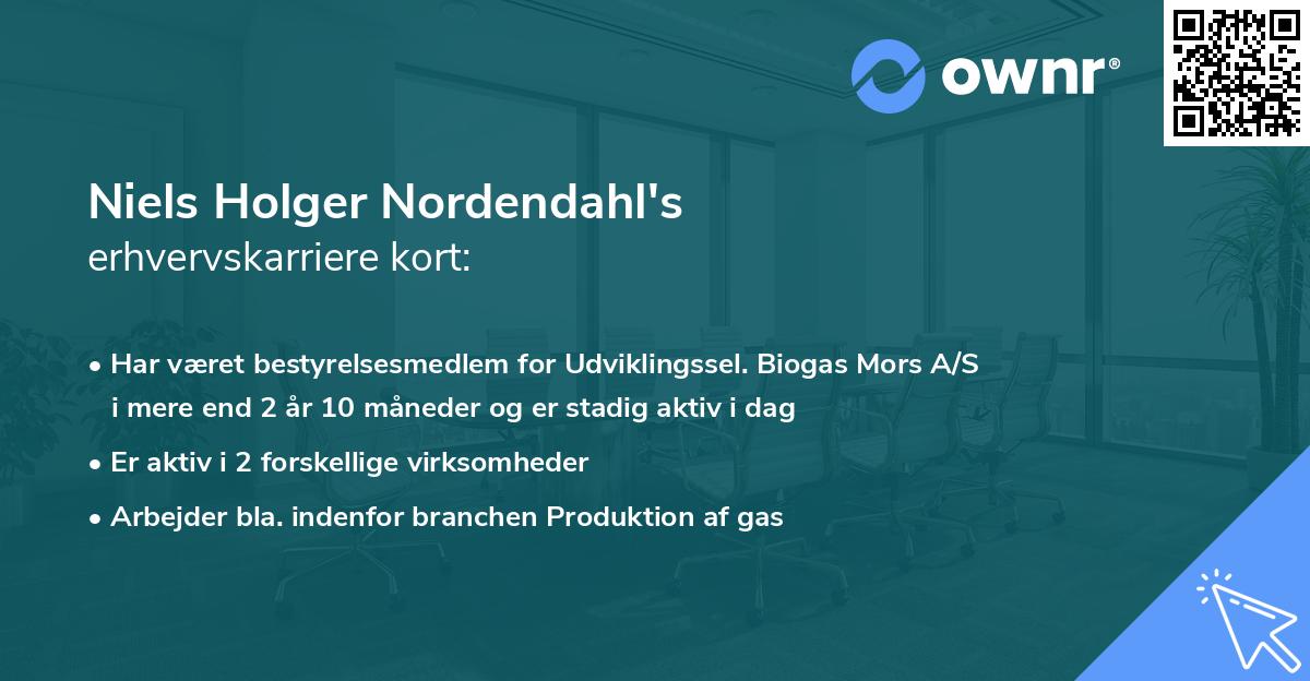 Niels Holger Nordendahl's erhvervskarriere kort