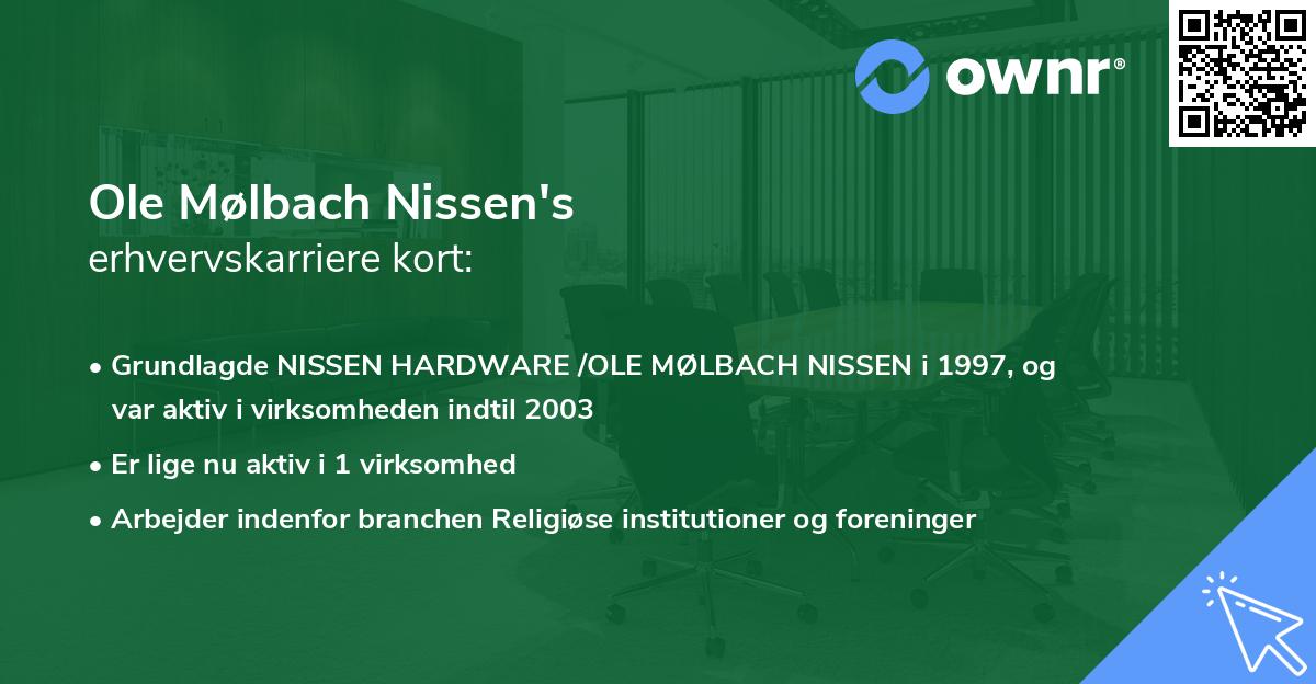 Ole Mølbach Nissen's erhvervskarriere kort