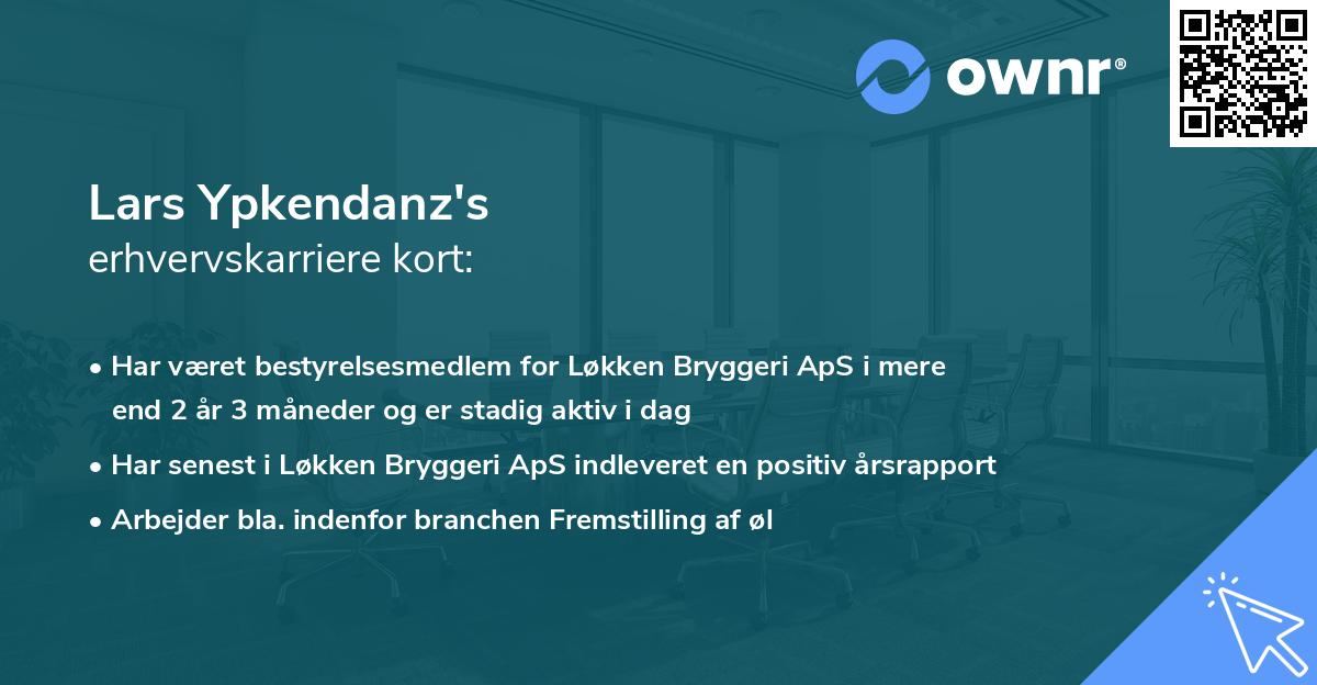 Lars Ypkendanz's erhvervskarriere kort
