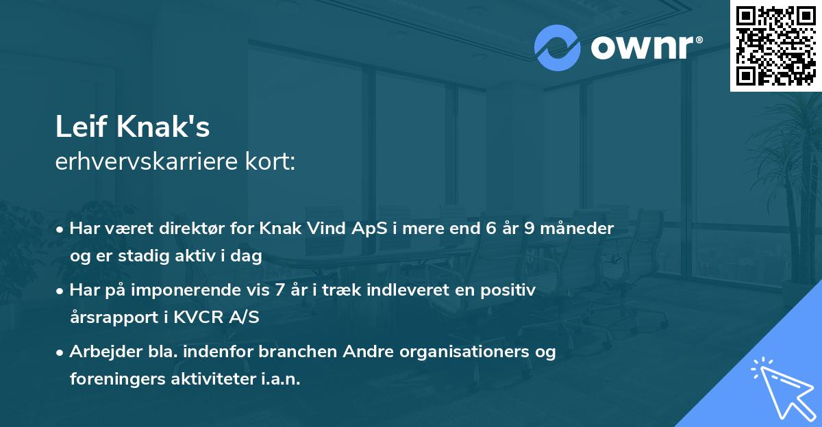 Leif Knak's erhvervskarriere kort