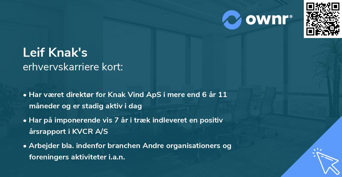 Leif Knak's erhvervskarriere kort