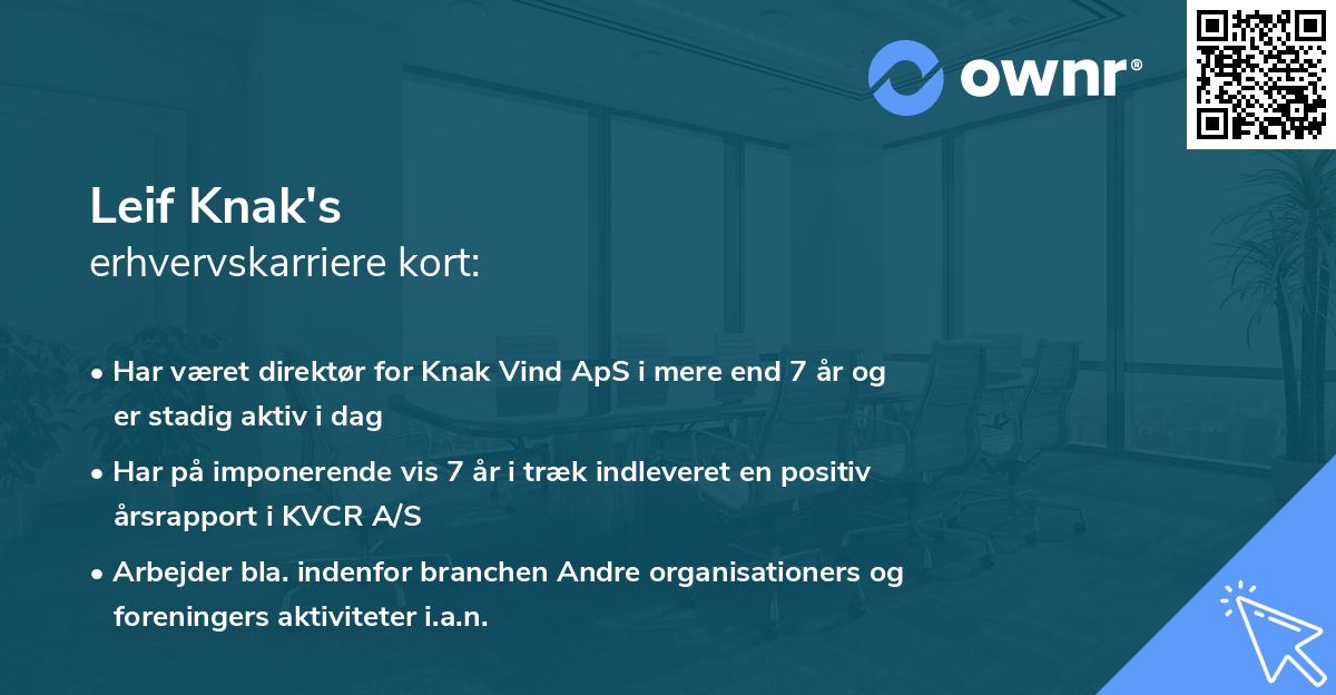 Leif Knak's erhvervskarriere kort