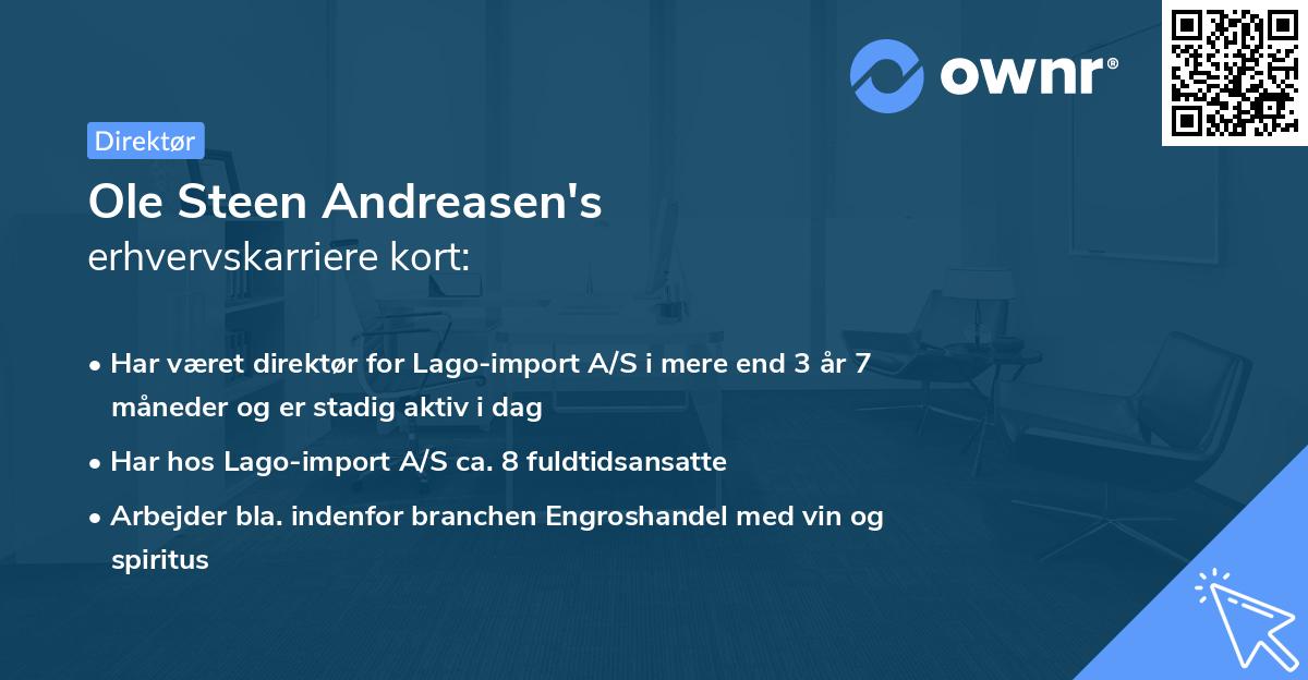 Ole Steen Andreasen's erhvervskarriere kort