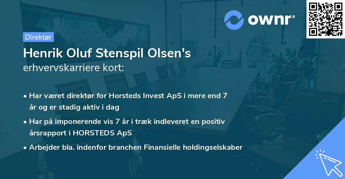 Henrik Oluf Stenspil Olsen's erhvervskarriere kort