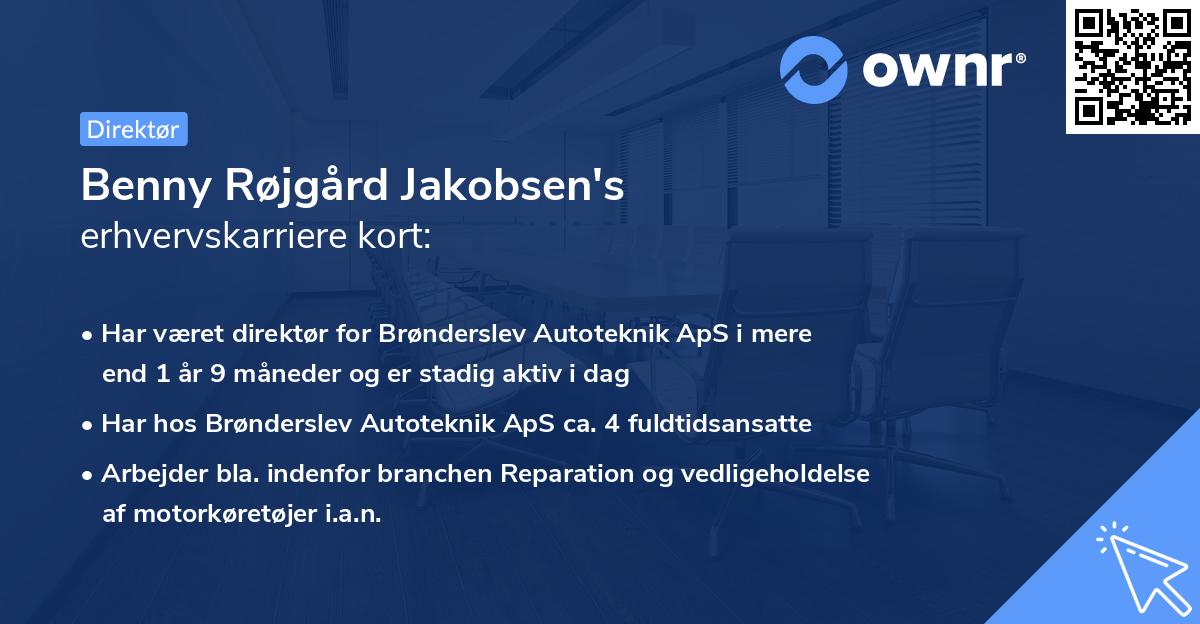 Benny Røjgård Jakobsen's erhvervskarriere kort