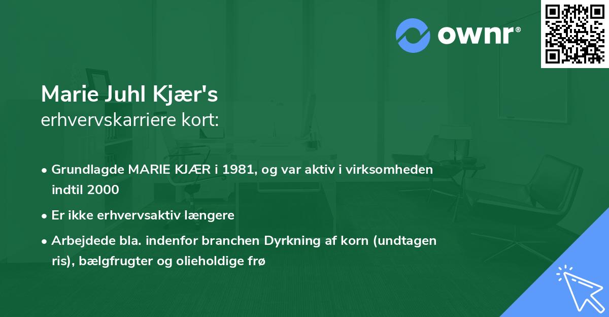 Marie Juhl Kjær's erhvervskarriere kort