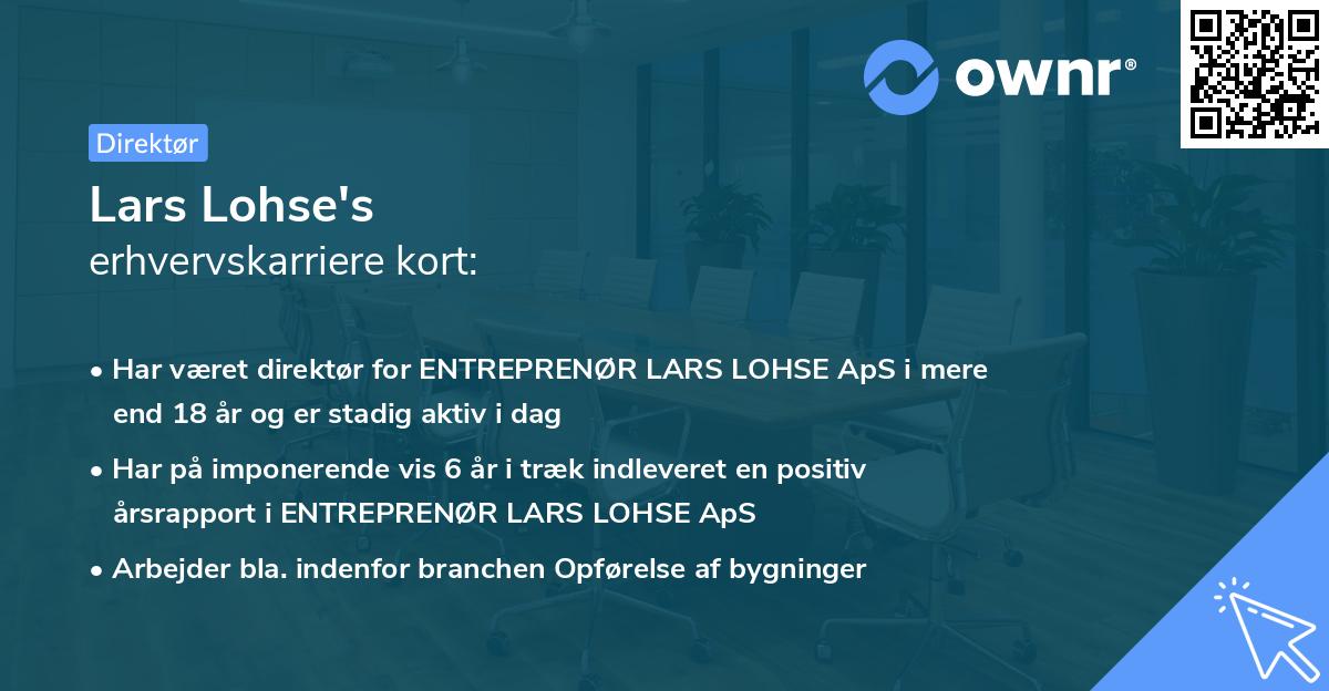 Lars Lohse's erhvervskarriere kort