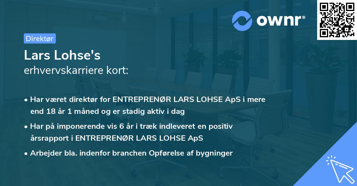 Lars Lohse's erhvervskarriere kort