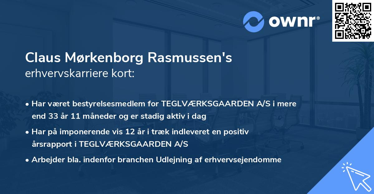 Claus Mørkenborg Rasmussen's erhvervskarriere kort