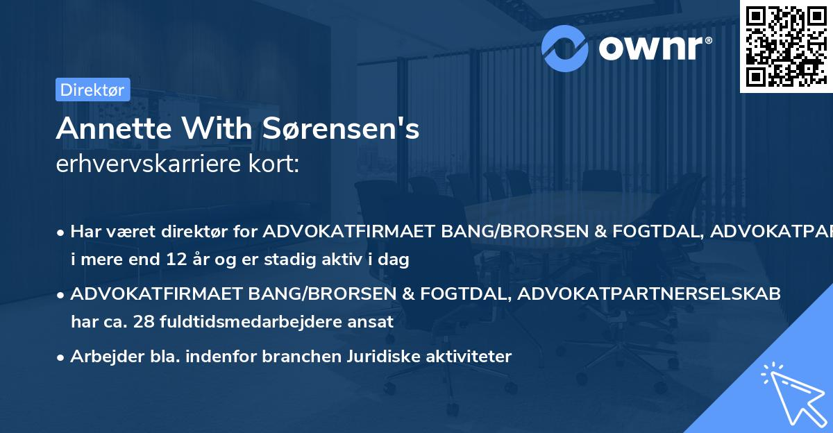 Annette With Sørensen's erhvervskarriere kort