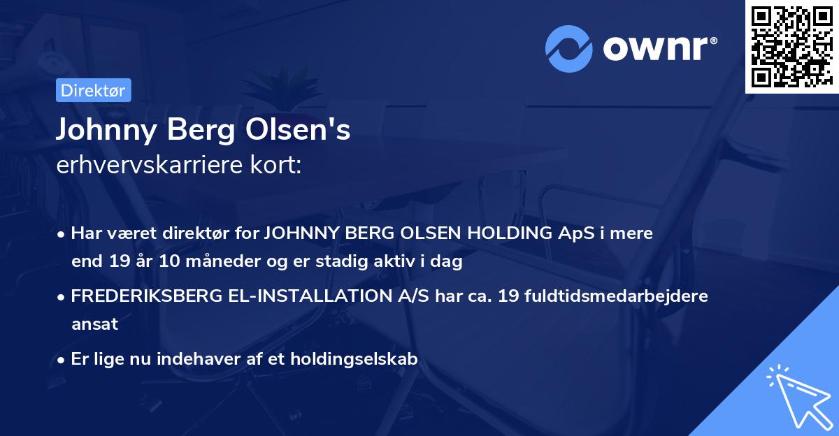 Johnny Berg Olsen's erhvervskarriere kort