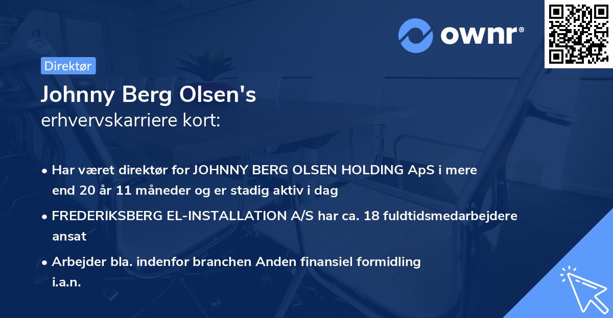 Johnny Berg Olsen's erhvervskarriere kort