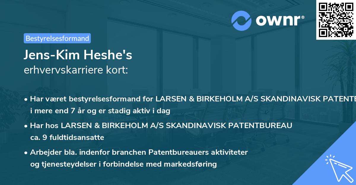 Jens-Kim Heshe's erhvervskarriere kort