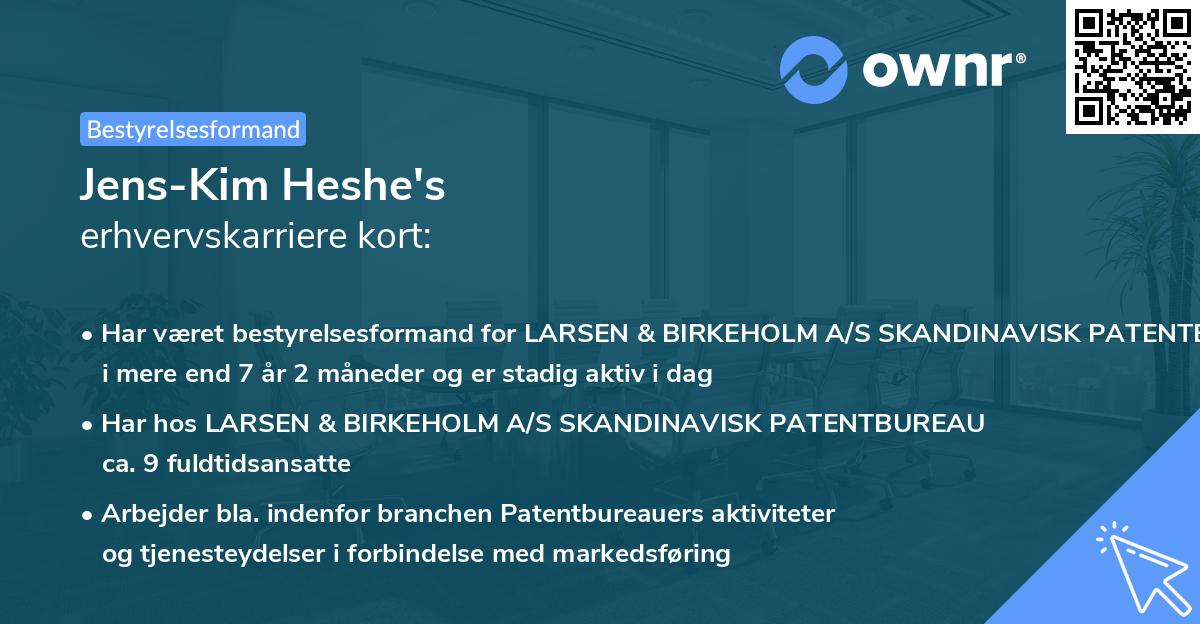 Jens-Kim Heshe's erhvervskarriere kort