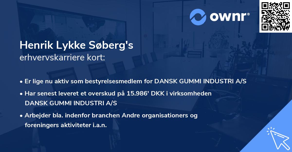 Henrik Lykke Søberg's erhvervskarriere kort