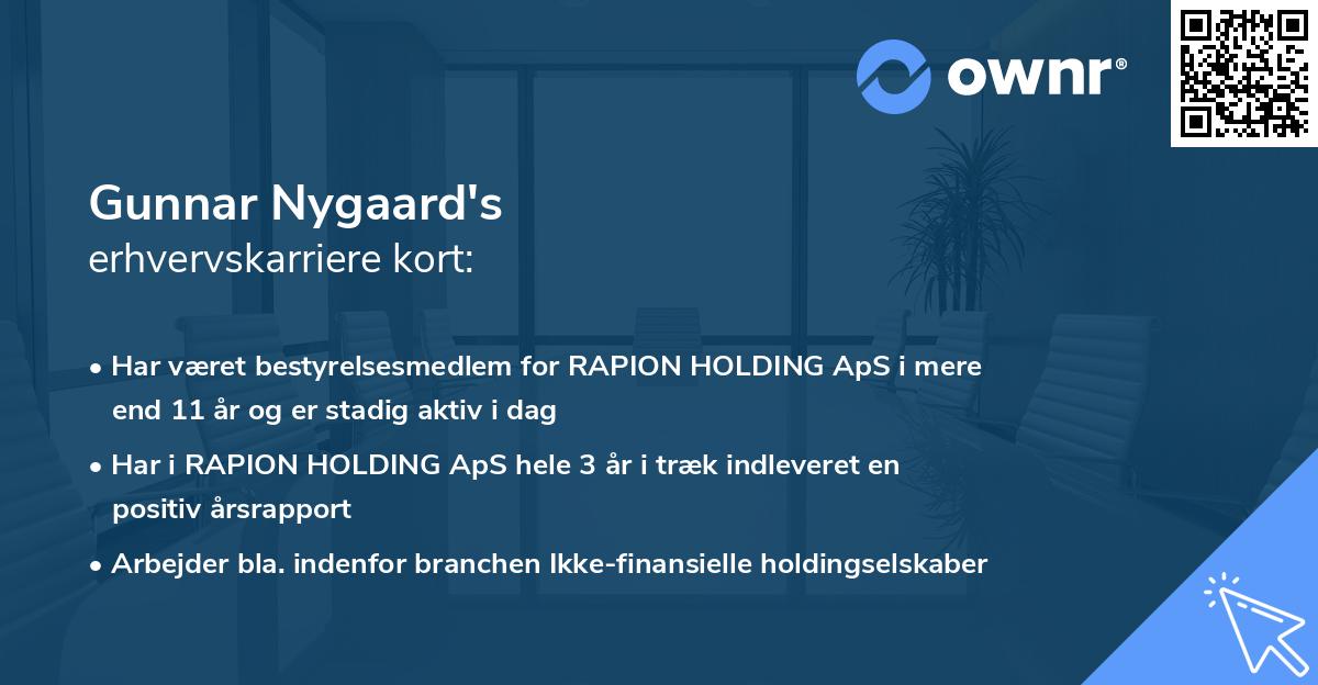 Gunnar Nygaard's erhvervskarriere kort
