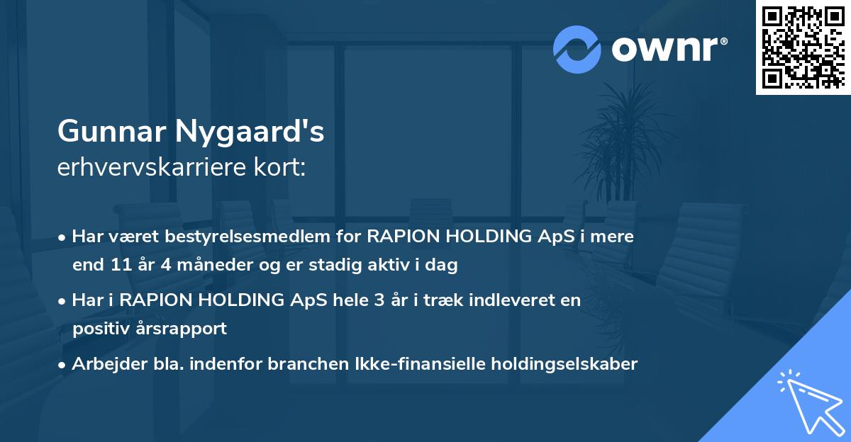 Gunnar Nygaard's erhvervskarriere kort