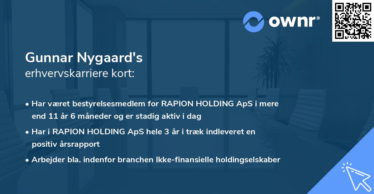 Gunnar Nygaard's erhvervskarriere kort
