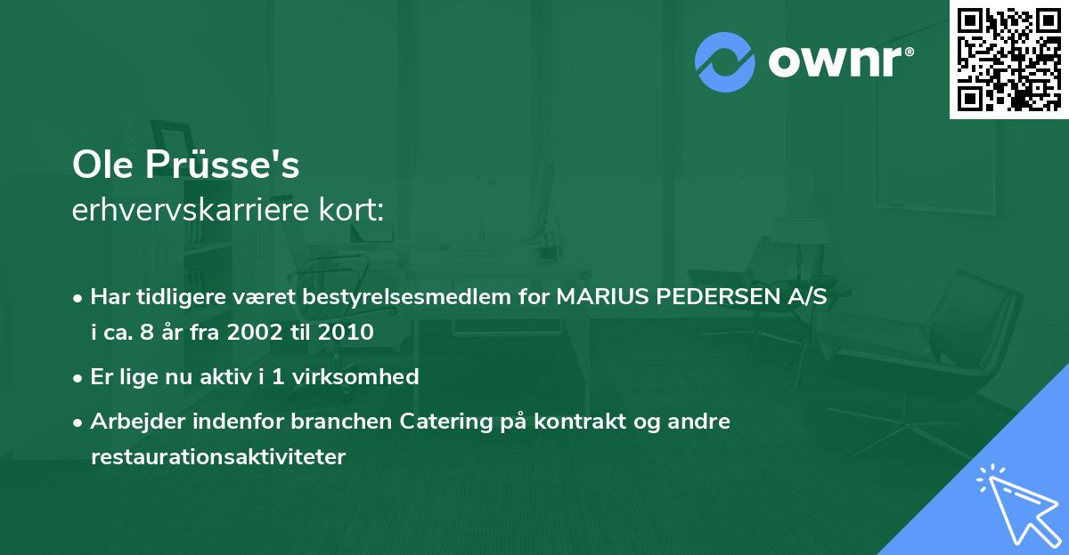 Ole Prüsse's erhvervskarriere kort