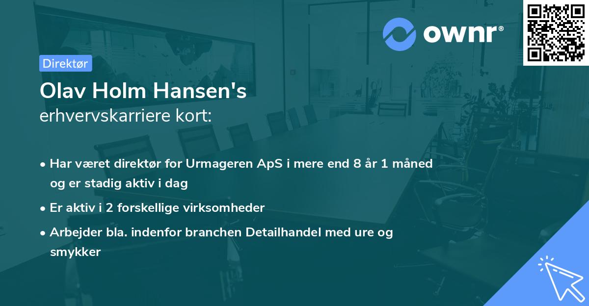 Olav Holm Hansen's erhvervskarriere kort