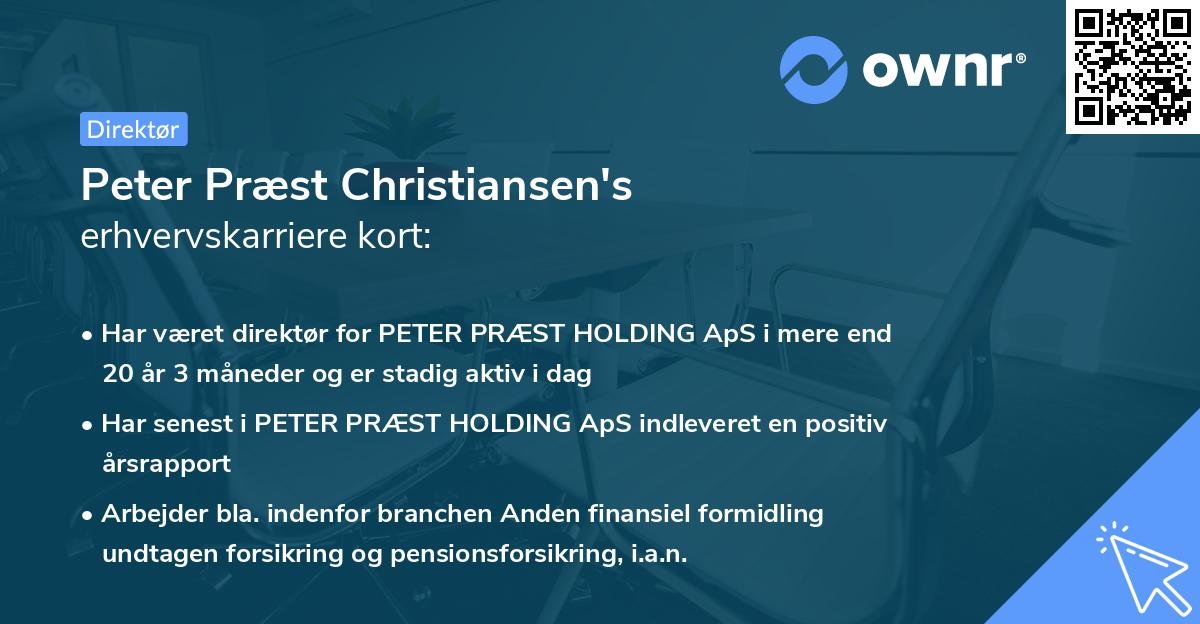 Peter Præst Christiansen's erhvervskarriere kort