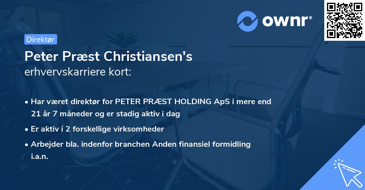 Peter Præst Christiansen's erhvervskarriere kort