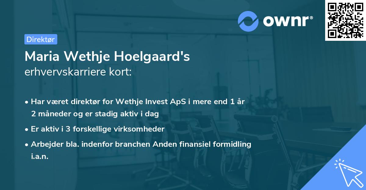 Maria Wethje Hoelgaard's erhvervskarriere kort
