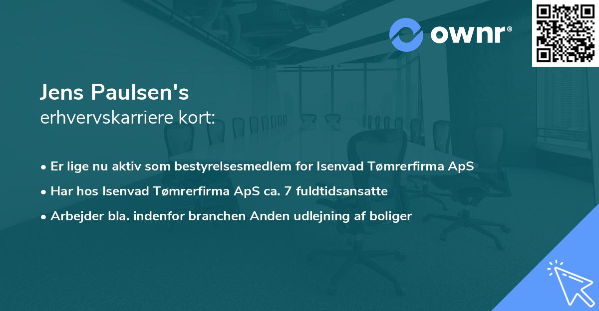 Jens Paulsen's erhvervskarriere kort