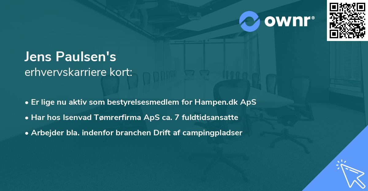 Jens Paulsen's erhvervskarriere kort