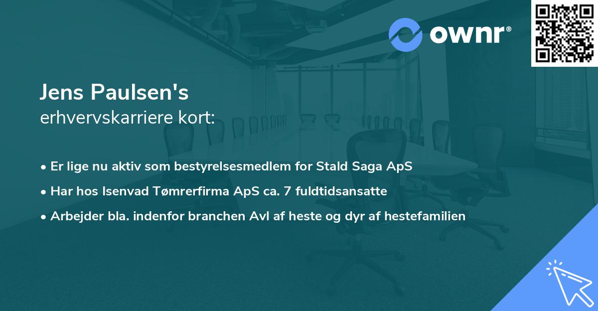 Jens Paulsen's erhvervskarriere kort