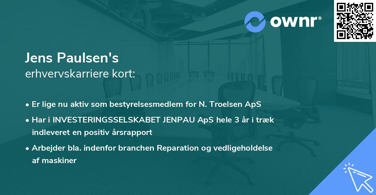 Jens Paulsen's erhvervskarriere kort