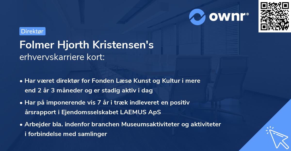 Folmer Hjorth Kristensen's erhvervskarriere kort