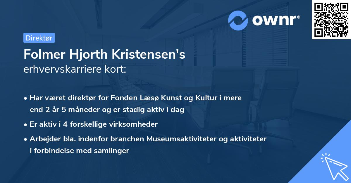 Folmer Hjorth Kristensen's erhvervskarriere kort