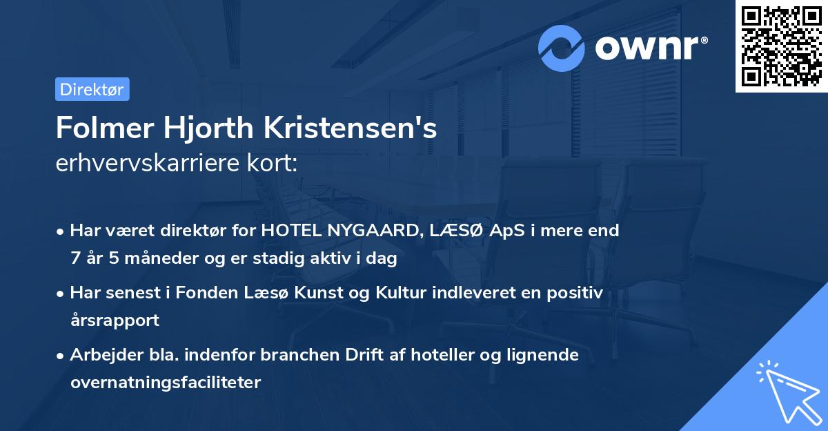 Folmer Hjorth Kristensen's erhvervskarriere kort