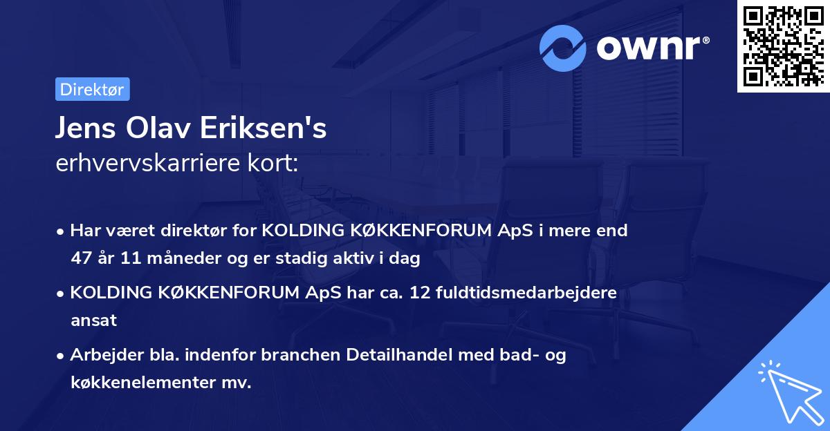 Jens Olav Eriksen's erhvervskarriere kort
