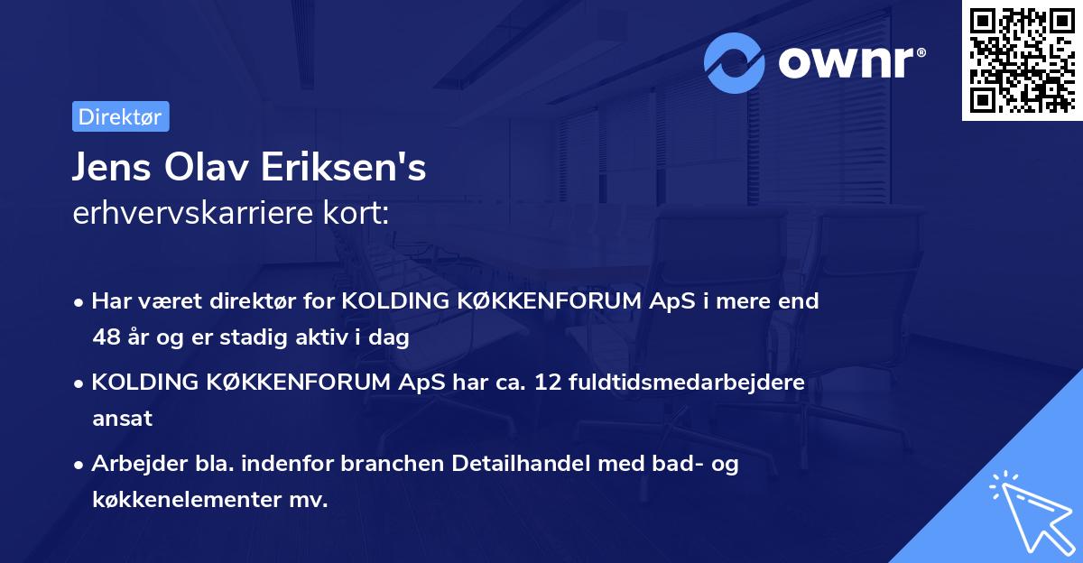 Jens Olav Eriksen's erhvervskarriere kort