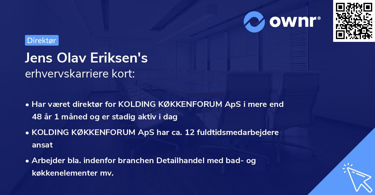 Jens Olav Eriksen's erhvervskarriere kort