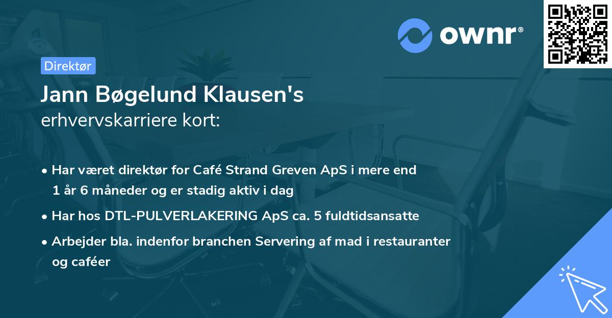 Jann Bøgelund Klausen's erhvervskarriere kort