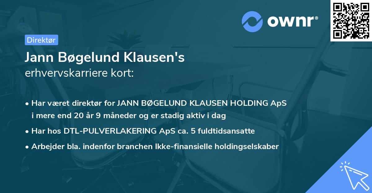 Jann Bøgelund Klausen's erhvervskarriere kort