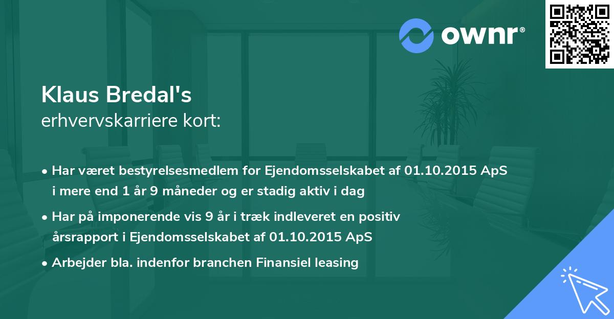 Klaus Bredal's erhvervskarriere kort