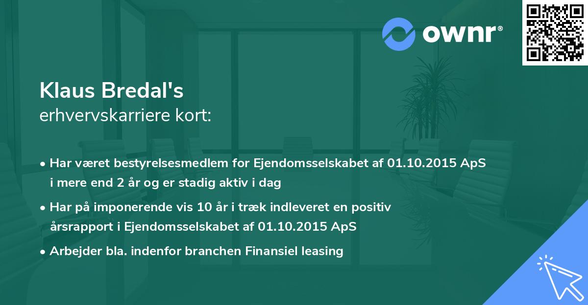 Klaus Bredal's erhvervskarriere kort