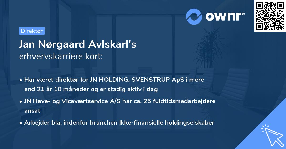 Jan Nørgaard Avlskarl's erhvervskarriere kort