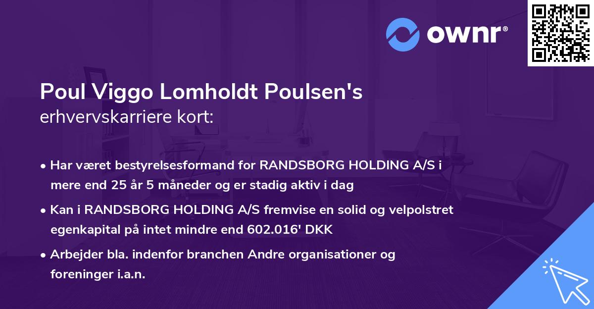 Poul Viggo Lomholdt Poulsen's erhvervskarriere kort
