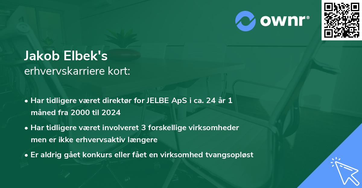 Jakob Elbek's erhvervskarriere kort