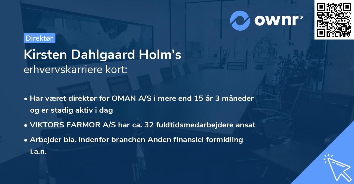 Kirsten Dahlgaard Holm's erhvervskarriere kort