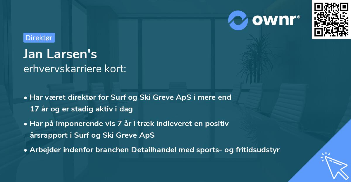 Jan Larsen's erhvervskarriere kort