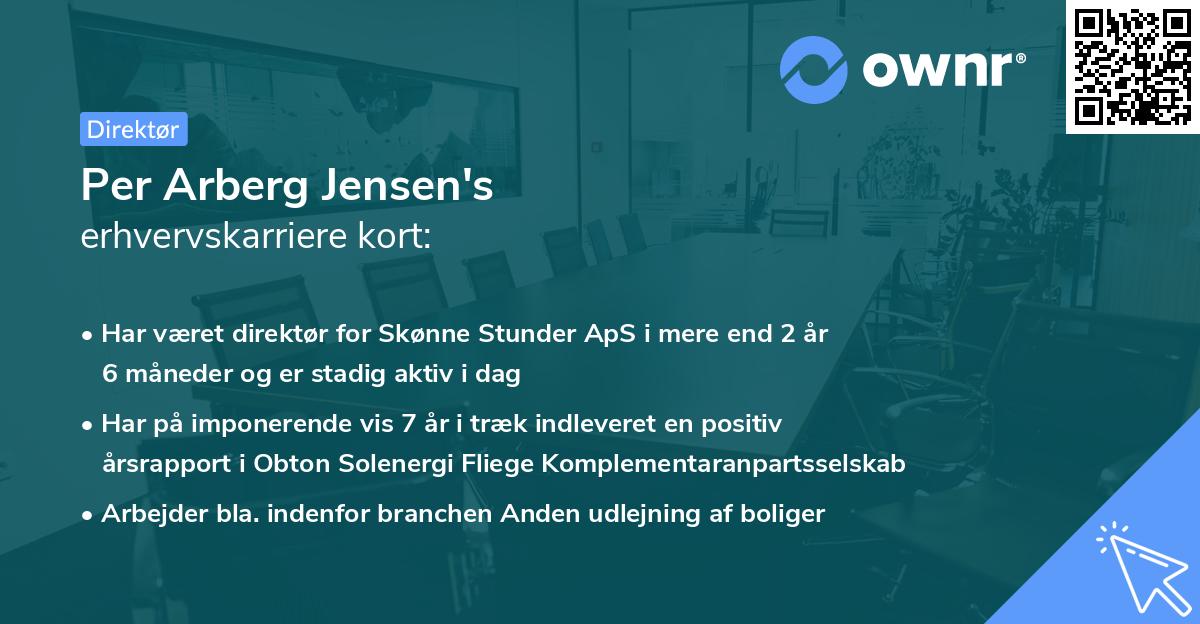 Per Arberg Jensen's erhvervskarriere kort